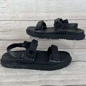 Aldo Linette Womens Sz 10 Footbed Sandals Ankle Strap Black Leather